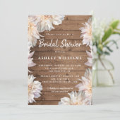 Rosa Blütenpinsel Dahlia Rustikales Brautparty Einladung (Stehend Vorderseite)