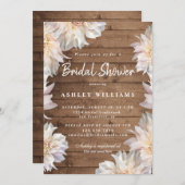 Rosa Blütenpinsel Dahlia Rustikales Brautparty Einladung (Vorne/Hinten)