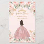 Rosa Blütenpinsel Gold Quinceñera Mis Padrinos (Rückseite)