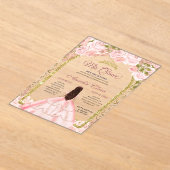 Rosa Blütenpinsel, Prinzessin Gold Arch Quinceaner Acryleinladungen (Ablage )