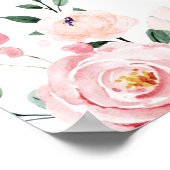 Rosa Blütenpinsel Quinceañera Begrüßungszeichen Poster (Ecke)