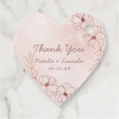 Rosa Blütenpinsel und Rose Goldene Foil Border Wed Geschenkanhänger (Rückseite)