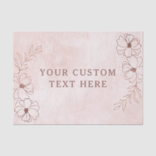Rosa Blütenpinsel und Rose Goldene Foil Border Wed Seidenpapier