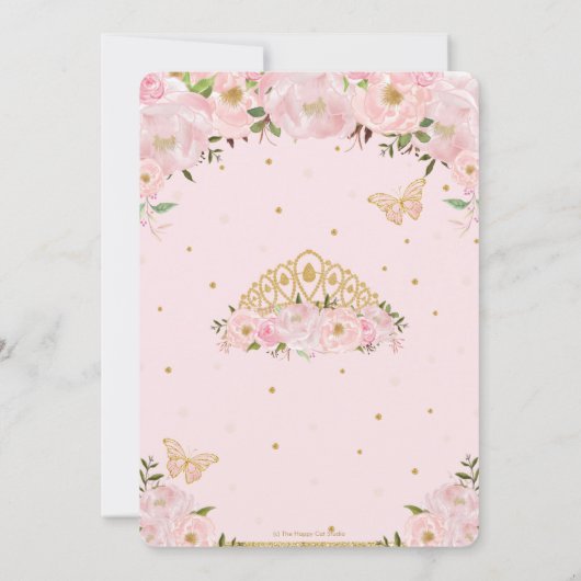 Rosa Blütenpracht Prinzessin Tiara Brautparty Einladung (Rückseite)