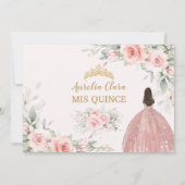 Rosa Blütenpracht Rose Gold Quinceñera Einladung (Rückseite)