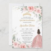 Rosa Blütenpracht Rose Gold Quinceñera Einladung (Vorderseite)