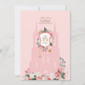 Rosa Blütenpracht und Goldene Prinzessin Fairytale Einladung (Rückseite)