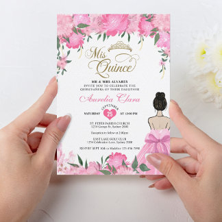 Rosa Blütenprinzessin Mis Quince Quinceañera Einladung