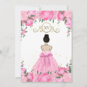 Rosa Blütenprinzessin Mis Quince Quinceañera Einladung (Rückseite)