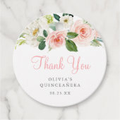 Rosa Blütenquinceñera Runde Gefallen Tag Blush Ros Geschenkanhänger (Vorderseite)