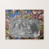 Rosa Blütenrahmen kreieren Ihr eigenes Foto Puzzle (Horizontal)