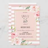 Rosa Blütenrosa 16 . Geburtstag Geburtstag Einladung (Vorne/Hinten)