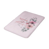 Rosa blütenrosa Aquarellmonogramm Badematte (Schrägansicht)