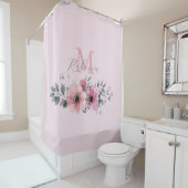 Rosa blütenrosa Aquarellmonogramm Duschvorhang (Beispiel)
