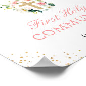 Rosa Blütenrosa Bläsergoldkreuz Erstes Kommunalzei Poster (Ecke)