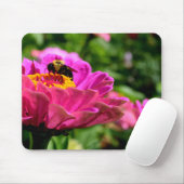 Rosa blütenrosa Blume niedliche Hummel Mousepad (Mit Mouse)