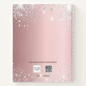 Rosa blütenrosa Glitzer Notizblock (Rückseite)