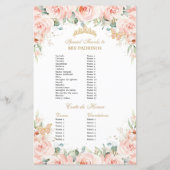 Rosa Blütenrosa Goldene Quinceñera Padrinos Verans (Rückseite)