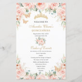 Rosa Blütenrosa Goldene Quinceñera Padrinos Verans (Vorderseite)