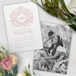 Rosa blütenrosa, handgezeichneter Kreis von Blätte Einladung