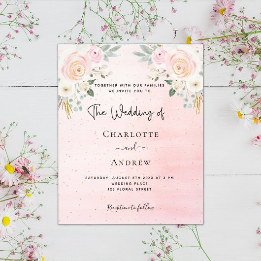 Rosa blütenrosa Hochzeitshilfsmittel für soziale M Flyer