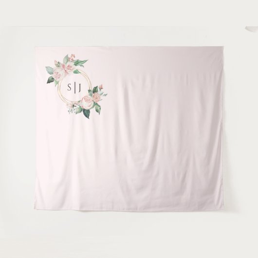 Rosa blütenrosa Monogramm für das Hochzeitsstich F Wandteppich (Vorderseite (Horizontal))