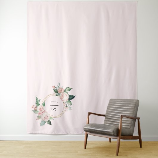 Rosa blütenrosa Monogramm für das Hochzeitsstich F Wandteppich (Beispiel)