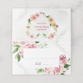 Rosa Blütenrosa Romantisches Brautparty Platzkarte (Außenseite Aufgefaltet)