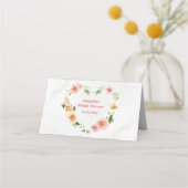 Rosa Blütenrosa Romantisches Brautparty Platzkarte (Rückseite)
