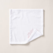 Rosa blütenrosa Wappen Monogramm Badhandtuch Set (Waschlappen)