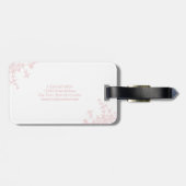 Rosa blütenrosa Wappen Monogramm Gepäckanhänger (Rückseite horizontal)
