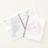 Rosa blütenrosa Wappen Monogramm Rezept Notizblock (Innenseite)