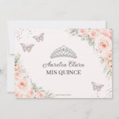 Rosa Blütenrösche Silber Quinceañera 16 . Geburtst Save The Date (Rückseite)