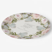 Rosa Blütenrose Sukkuläres Brautparty Pappteller (Schrägansicht)