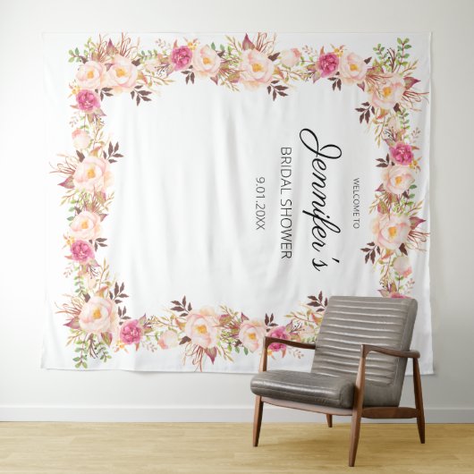 Rosa Blütenrot Blütendes Brautparty oder Party Wandteppich (Beispiel (Horizontal))