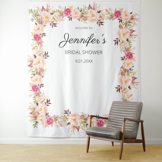 Rosa Blütenrot Blütendes Brautparty oder Party Wandteppich (Beispiel)