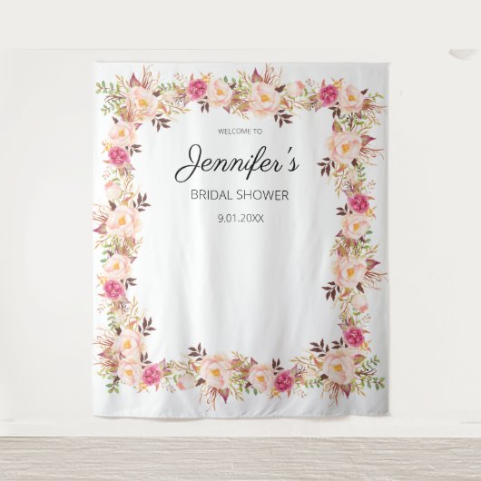 Rosa Blütenrot Blütendes Brautparty oder Party Wandteppich (Vorderseite)