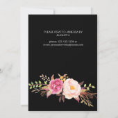 Rosa Blütenrot Blütengeburt - Schwarz Einladung (Rückseite)