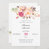 Rosa Blütenrot Blütengeburt Weiß Einladung (Vorne/Hinten)