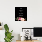 Rosa Blütenrot Blütenzeichen Bar Schwarz Poster (Heimbüro)