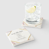 Rosa Blütenrot Geometrie Save the Date Steinuntersetzer (Seitenansicht)