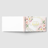 Rosa Blütenröte Geometrisches Brautparty Gästebuch (Voll)