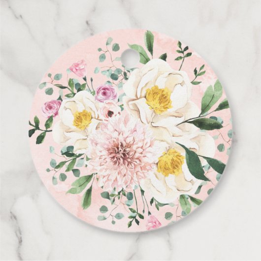 Rosa Blütenröte Geometrisches Brautparty Geschenkanhänger (Rückseite)