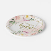 Rosa Blütenröte Geometrisches Brautparty Pappteller (Schrägansicht)