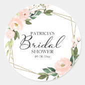 Rosa Blütenröte Geometrisches Brautparty Runder Aufkleber (Vorderseite)