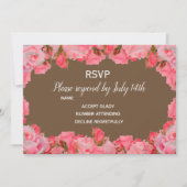 Rosa blütenrote Rose Hochzeit RSVP rustikal Einladung (Vorderseite)