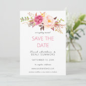 Rosa Blütenröte Save the Date oder große Veränderu Einladung (Stehend Vorderseite)