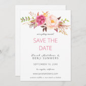 Rosa Blütenröte Save the Date oder große Veränderu Einladung (Vorne/Hinten)