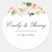 Rosa Blütenrötung Hochzeitsticker Runder Aufkleber (Vorderseite)