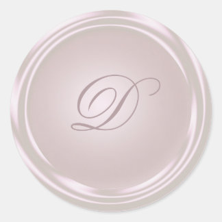 Rosa Blütenrunde Monogramm Runder Aufkleber